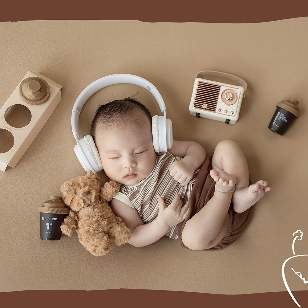 Photography Coffee - ชุดอุปกรณ์ถ่ายภาพเด็กแรกเกิด พร้อมหมวกบักเก็ต เสื้อกล้าม กางเกงขาสั้น ชุดแฟนซีเด็ก ตุ๊กตาหมี