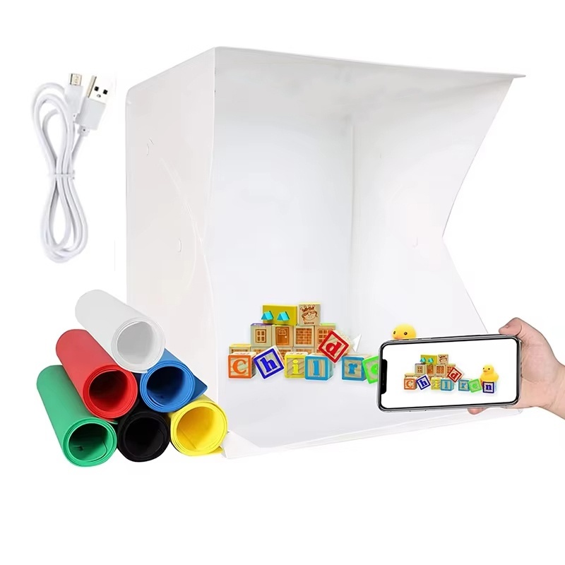 Photography Kit Pro - กล่องไฟพับได้แบบพกพาสำหรับถ่ายภาพ LED พร้อมชุดไฟสตูดิโอ LED Softbox 6