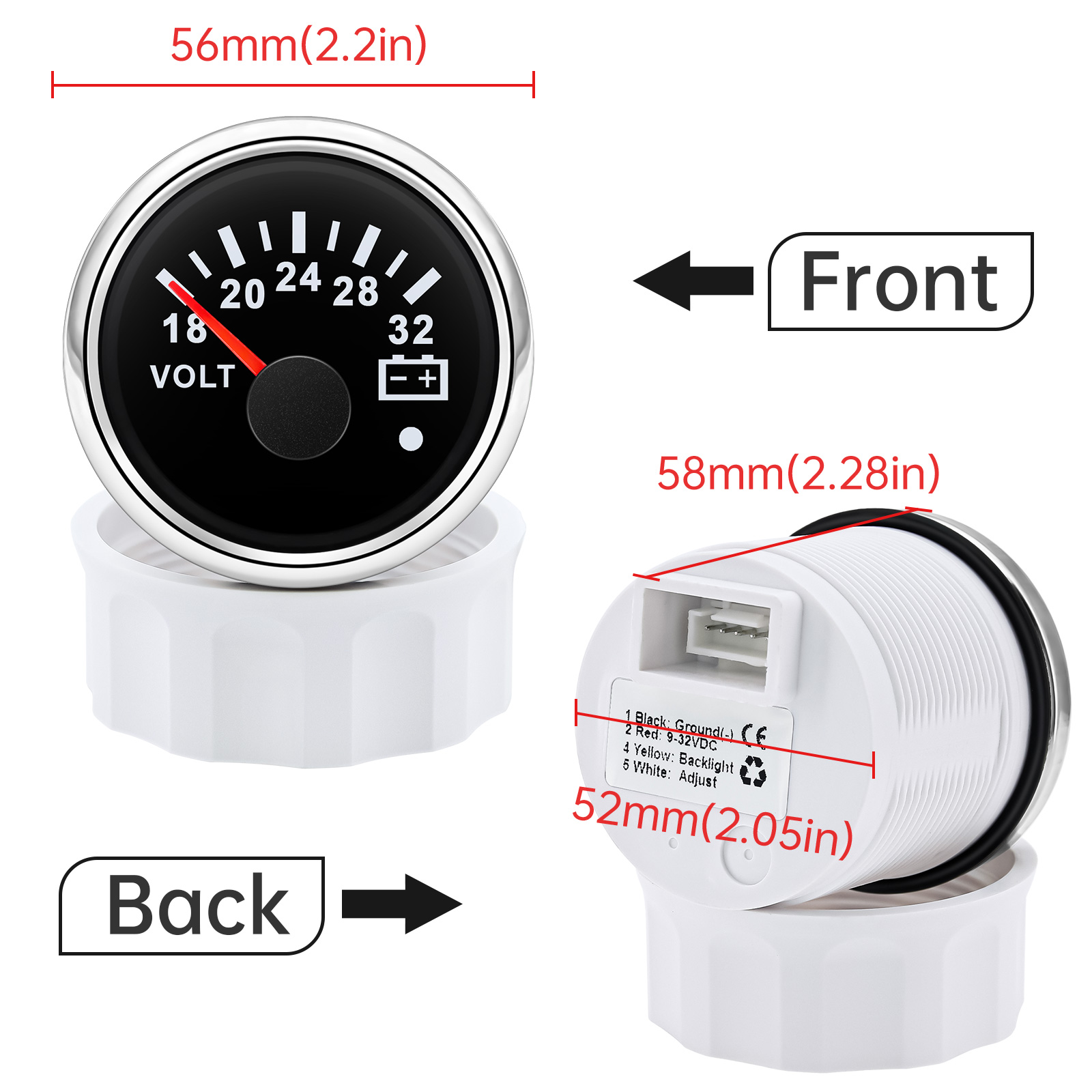 52 มม.โวลต์มิเตอร์ 7 สี Backli - Light Meter Incident บทวิจารณ์และราคา