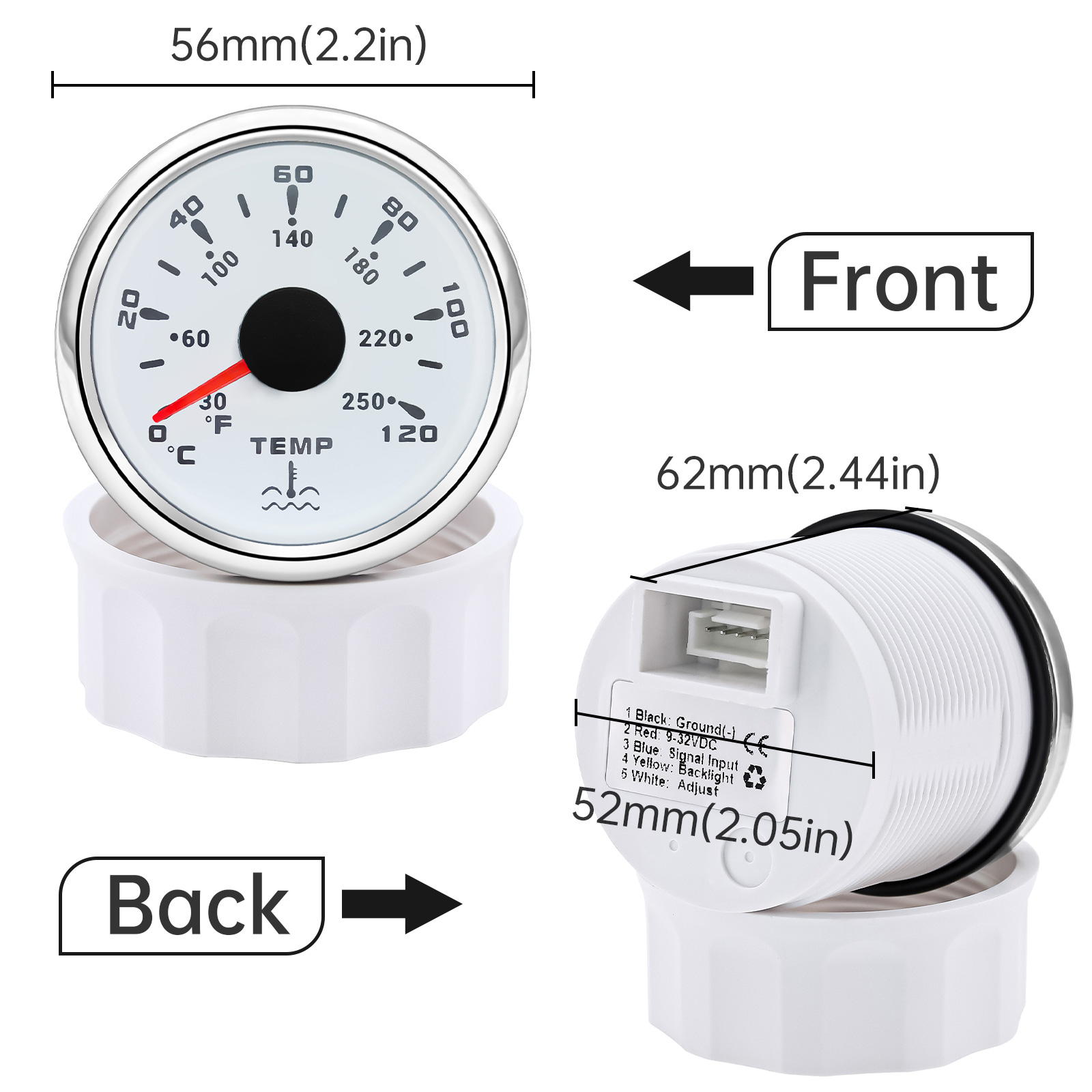 เกจวัดอุณหภูมิน้ํากันน้ํา 52 ม - Light Meter Incident บทวิจารณ์และราคา